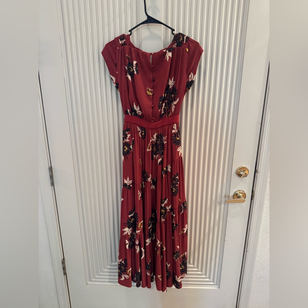 Free People Red Floral Maxi Dress Size 0 - Picture 2 of 7
